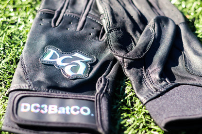 Black with chrome batting gloves