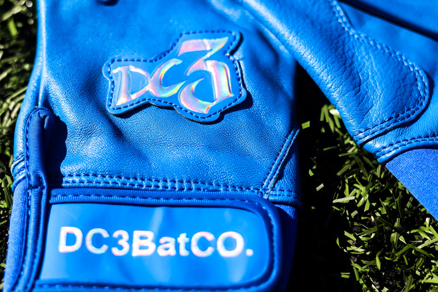 Royal Blue with chrome batting gloves