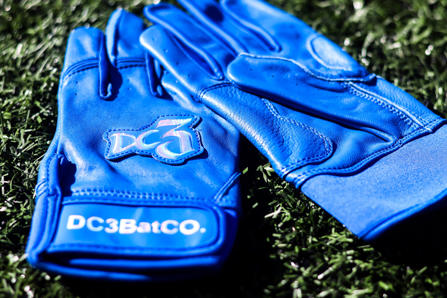 Royal Blue with chrome batting gloves